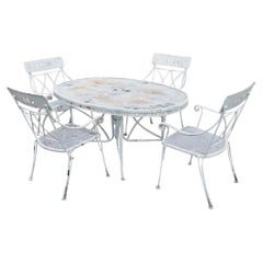 Vintage Wrought Iron Salterini Style Garden Patio Dining Set - 5 Pc Set