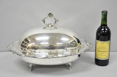 Vintage Eton Victorian Silver Plated Large Oval Covered Warming Dish Platter