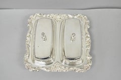 Vintage Poole Lancaster Rose Victorian Silver Plated Twin Double Butter Dish (B)