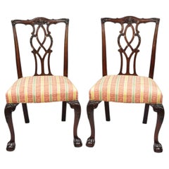 Vintage Chippendale Mahogany Ball and Claw Dining Side Chairs attr. Kindel, Pair