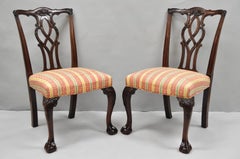 Vintage Chippendale Mahogany Ball and Claw Dining Side Chairs attr. Kindel, Pair