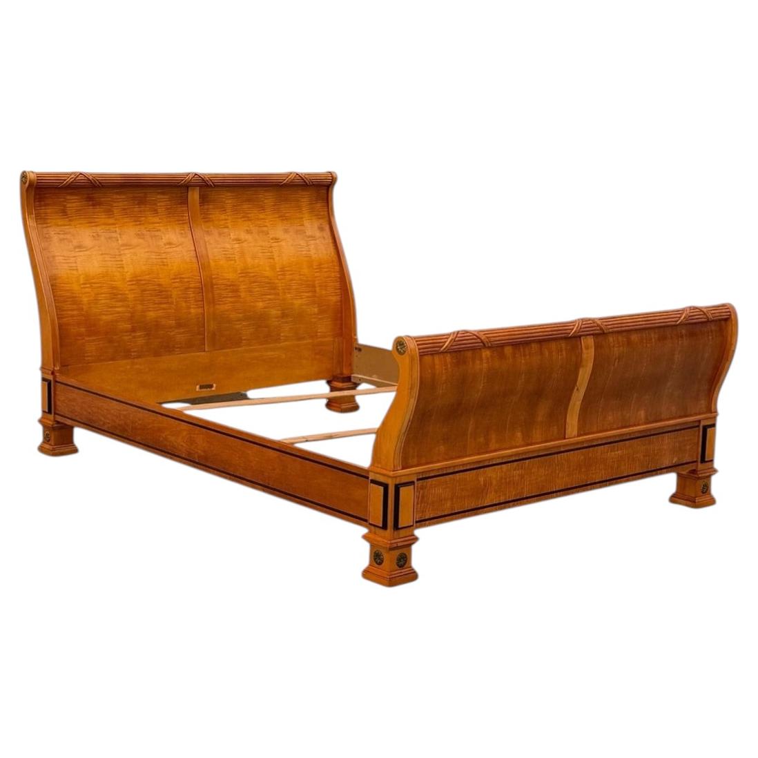 Pre-owned Thomasville Grand Classics Neoclassical Empire Queen Size Maple Wood Sleigh Bed In Brown