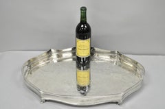 Bandeja vintage de William Adams, de Sheffield (Inglaterra), de la época eduardiana, chapada en plata y con bordes festoneados