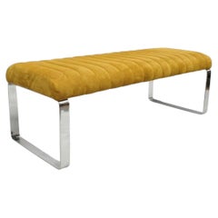 Mid Century Modern Chrome Steel Flat Bar Milo Baughman Style Bench by Tulip Inc