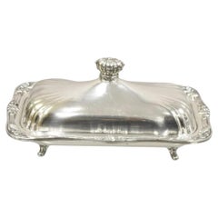 Vintage Coronet Silver Victorian Silver Plated Covered Butter Dish Crown Handle