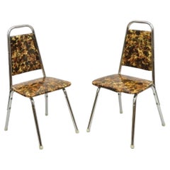Vintage Children's Small Mid Century Tubular Metal Kitchen Side Chairs - A Pair