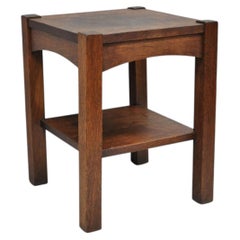 Antique Arts & Crafts Mission Oak Stickley Style 2 Tier Plant Stand Side Table