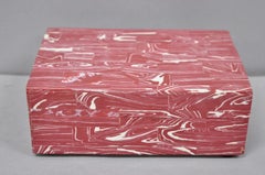 Modern Lava Marble Inlay Pink Coral Covered Jewelry Trinket Box by Current Home