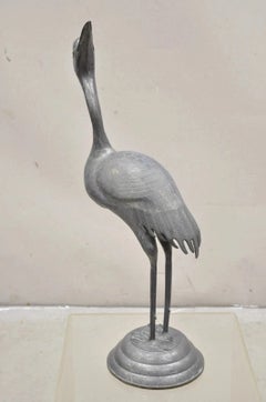Gartenstatue im Vintage-Hollywood-Regency-Stil aus Zinnmetall, 27 Zoll, Kranich, Hongkong
