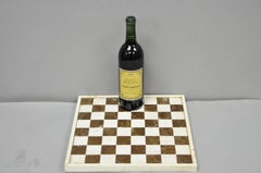 Tablero de ajedrez y damas vintage de estilo «Mid-Century Modern» con mosaico de mármol marrón