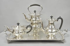 Vintage englisches versilbertes Teeservice aus Sheffield aus der Edwardianischen Zeit mit kippbarer Kanne, 7-teilig