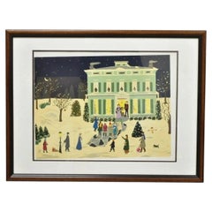 Jane Currie Clark "Christmas Carolers" Signed Art Serigraph Print Picture