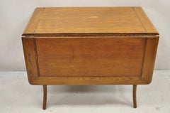 Vintage Mid Century Modern Klismos Saber Leg Oak Wood Drop Leaf Dining Table