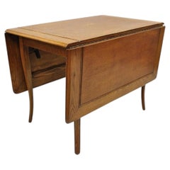 Vintage Mid Century Modern Klismos Saber Leg Oak Wood Drop Leaf Dining Table