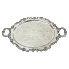 Vintage Sheffield Victorian Silver Plated Oval Platter Tray 25th Anniversary
