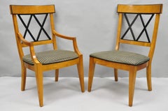 Chaises de salle à manger en bois d'érable de style Biedermeier et Empire, à dossier en « double X » - Lot de 6
