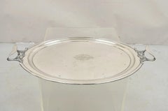 Antique Meriden B Co. Plat de service ovale victorien en métal argenté, gravé