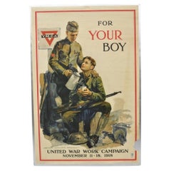 Original Vintage 1918 WWI YMCA Poster 'For Your Boy' by Arthur Williams Brown