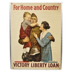 Original Vintage 1918 WWI Poster 'For Home and Country' by Alfred Everitt Orr