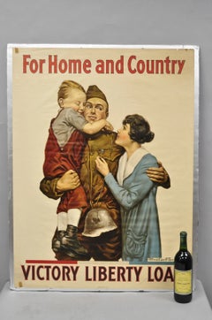 Original Vintage 1918 WWI Poster 'For Home and Country' by Alfred Everitt Orr