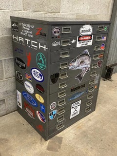 Vintage Steel Metal 11 Drawer Garage Fish Tackle Box Tool Chest Parts Cabinet