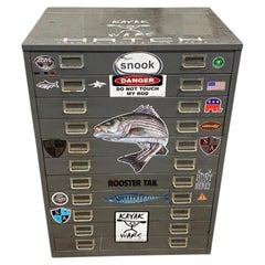 Vintage Steel Metal 11 Drawer Garage Fish Tackle Box Tool Chest Parts Cabinet