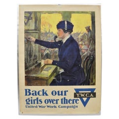 Cartel original de la YWCA de 1918 sobre la Primera Guerra Mundial, «Apoyemos a nuestras chicas allí», de Clarence Underwood