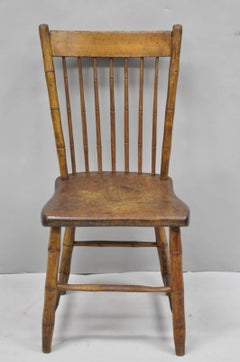 Antique Primitive Rustic French Farmhouse Wooden Faux Bamboo Side Chair