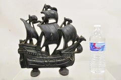 Antique Victorian 1930 Creation Co Cast Iron Figural Ship Boat Door Stop (B)