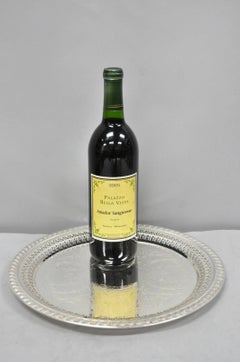 Vassoio da portata rotondo vintage Leonard, placcato argento, con bordi traforati, 12"
