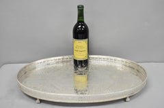 Vintage Viners of Sheffield Edwardian Silver Plated Raised Gallery Oval Tray