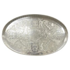 Vintage Viners of Sheffield Edwardian Silver Plated Raised Gallery Oval Tray