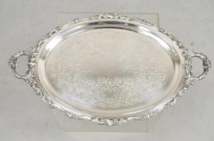 Ovales versilbertes viktorianisches Serviertablett im Vintage-Barockstil von Wallace