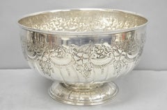 Vintage English Sheffield Kentshire Silver Plated Punch Bowl Set w 12 Footed Cup