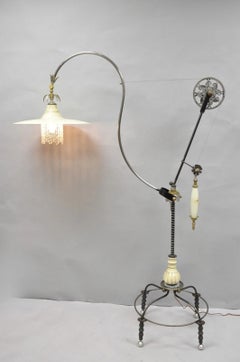 Unique Vintage Retro Steampunk Adjustable Cantilever Pulley Victorian Floor Lamp