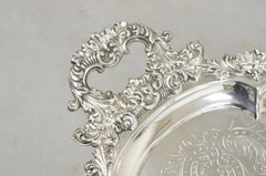 Antique Victorian English Sheffield Ornate Oval Footed Serving Platter Bar Tray