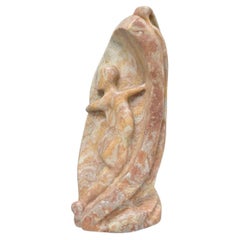 Vintage Seymour Shuren Modern Pink Carved Marble Abstract Nude Figure Sculpture