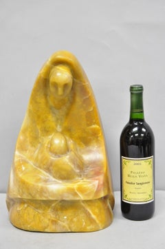 Vintage Seymour Shuren Modern Carved Alabaster Mother & Child Figure Sculpture