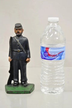 Antique Victorian Cast Iron Figural Painted Military War Soldier Door Stop A