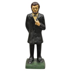 Antique Victorian Cast Iron Honest Abe Abraham Lincoln Figural Painted Door Stop