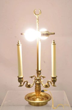 Schreibtischlampe im Vintage-Regency-Stil aus Messing im „Bouillotte“-Stil mit Schwänen (A)