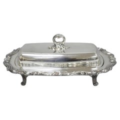 Beurrière vintage FB Rogers de 1959, de style victorien, en métal argenté, avec pied et couvercle