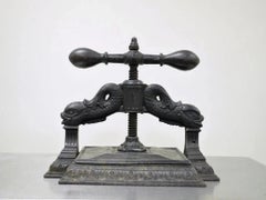 Antique 19th C. Cast Iron Classical Figural Dolphin Victorian Book Press