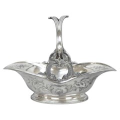 Antique Christofle Gallia French Art Nouveau Silver Plated Fruit Basket w Handle