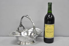 Antique Christofle Gallia French Art Nouveau Silver Plated Fruit Basket w Handle