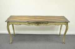 Vintage French Country Louis XV Style Console Hall Table and Pair Stools Benches