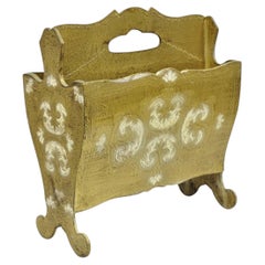 Vintage Italian Hollywood Regency Gold Cast Plastic Magazine Rack Stand