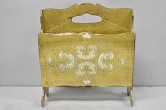 Vintage Italian Hollywood Regency Gold Cast Plastic Magazine Rack Stand