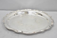Vintage WM Rogers Wellington 1171 Round Silver Plated Etched Floral Platter Tray