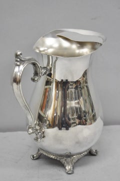 Vintage WM Rogers Victorian Silver Plated Bulbous Footed Ice Lip Water Pitcher